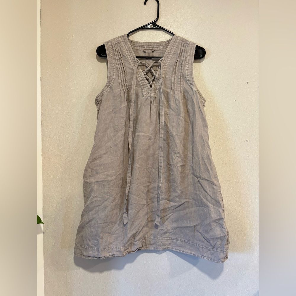 100% linen sleeveless lace-up dress by the brand Artisa NYC